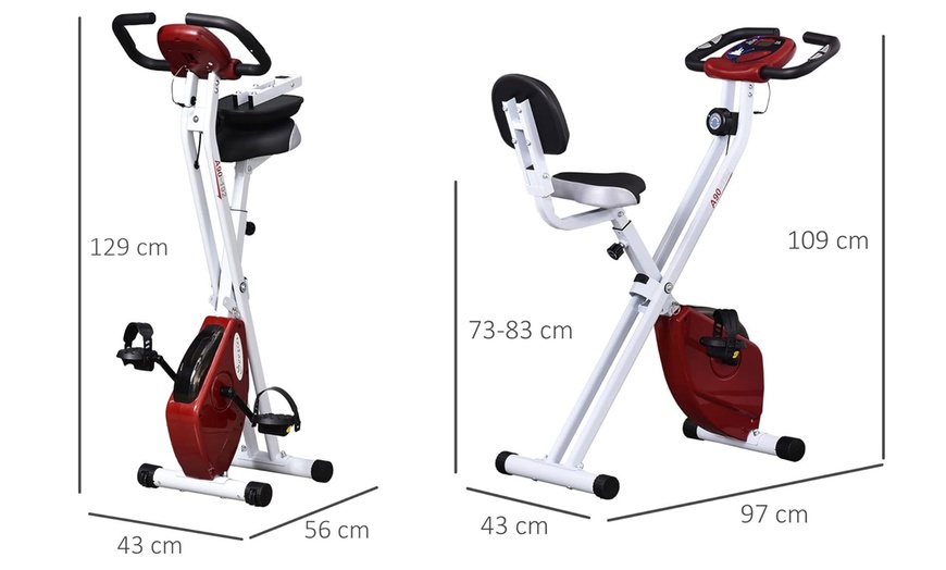 Image 8: HomCom Fold-Away Exercise Bike with 8-Level Resistance and LCD Display