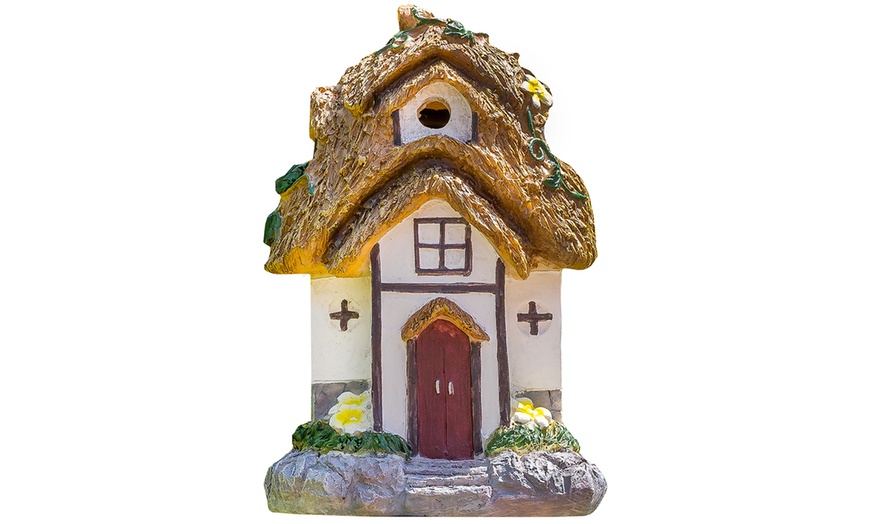 Image 4: One or Two Thatched Cottage Solar-Powered Fairy House Ornaments