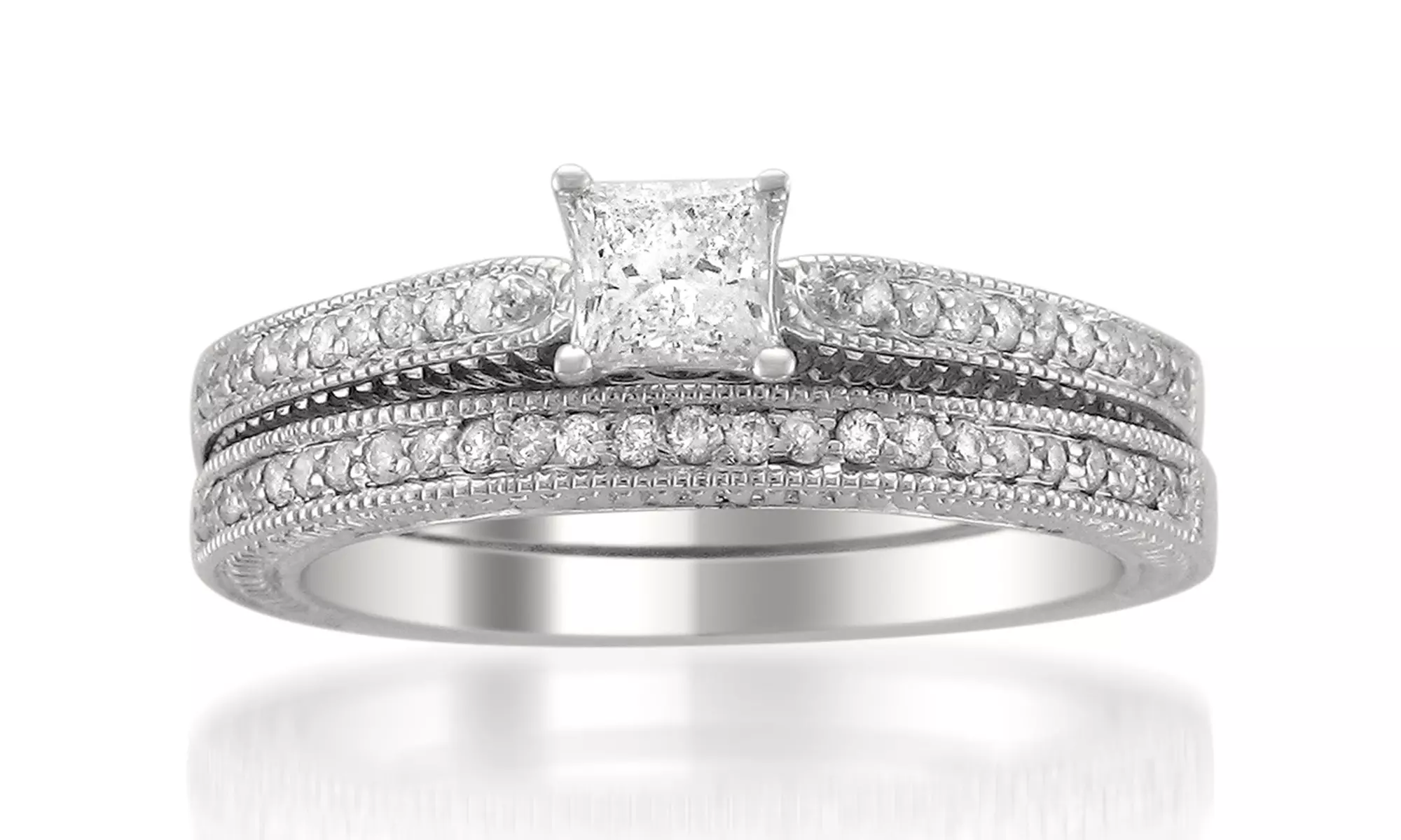 5/8 CTTW Princess-cut Diamond Bridal Ring Set in 14K Gold by Eternal Brilliance - Primary Image
