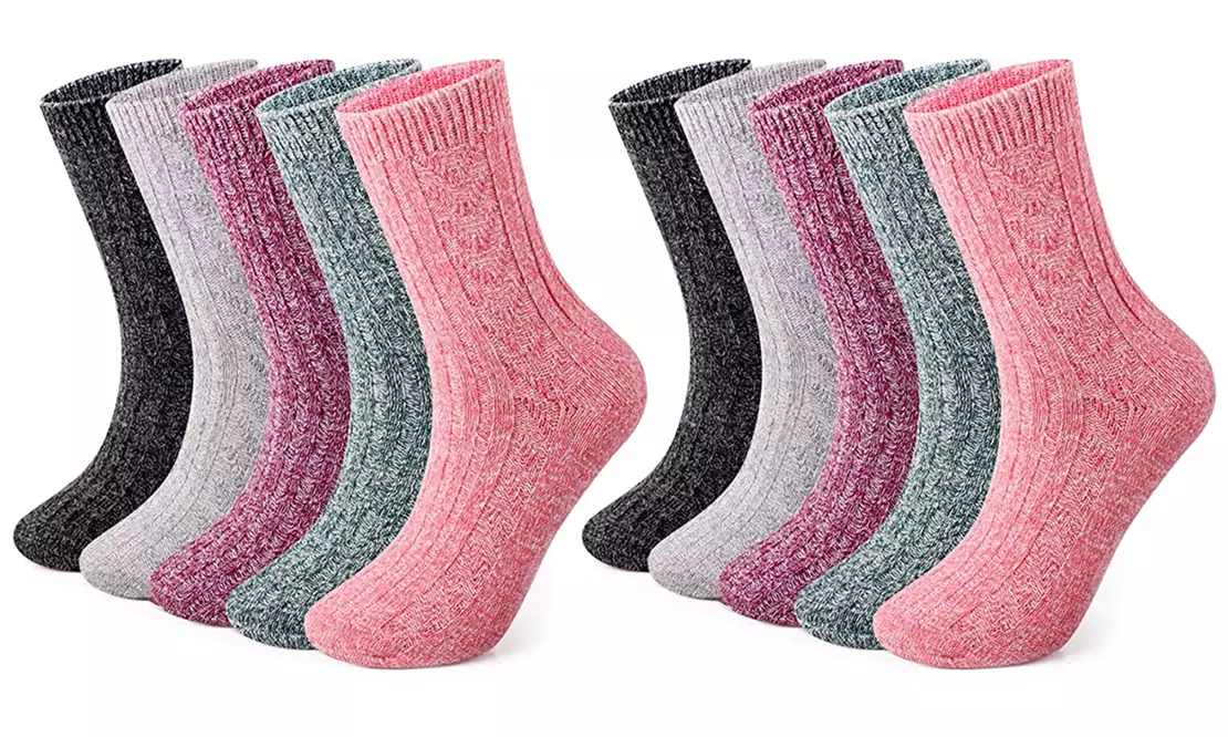 1 ou 2 lots de 5 paires de chaussettes côtelées et thermiques - Image 2