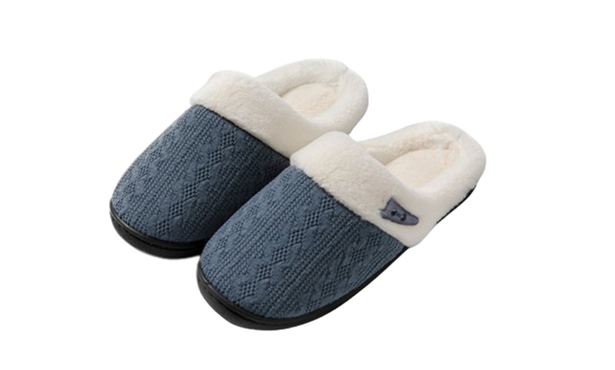 Image 10: Open Back Fuzzy Bedroom Slippers with Easy Slip-On Style