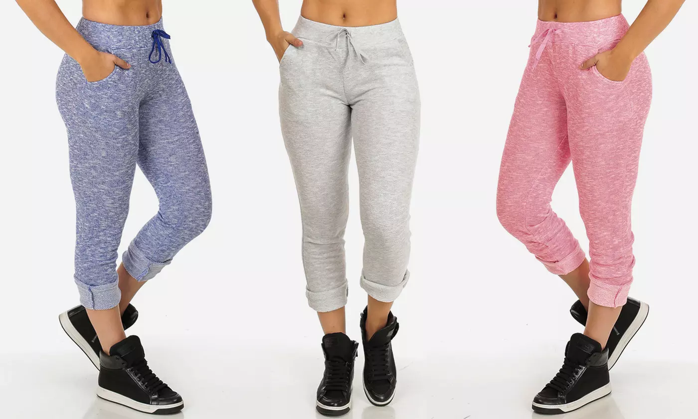 Women's Cuffed French Terry Capri Joggers - Primary Image