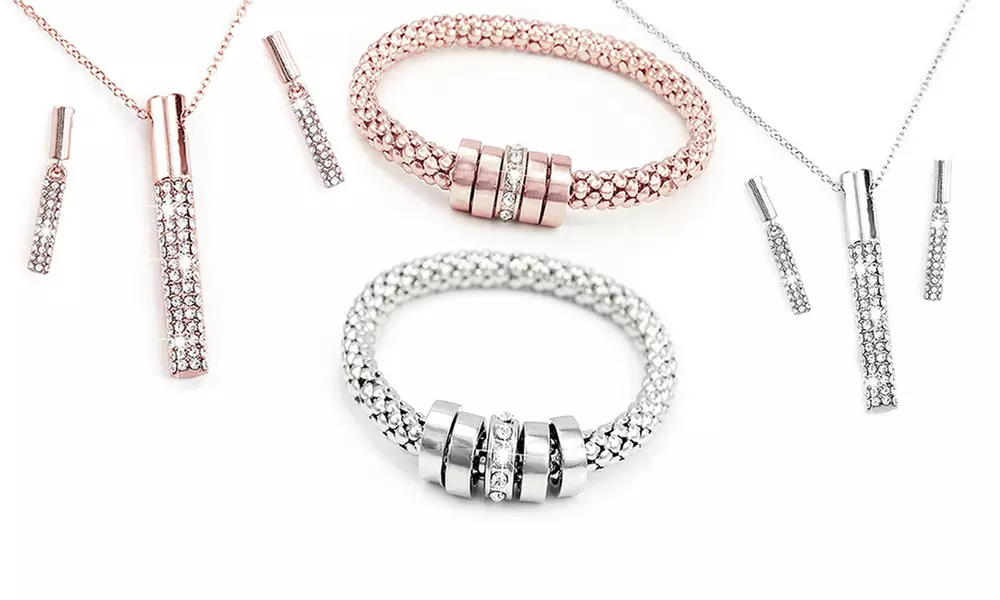 1 ou 2 parures 3 pièces ornées de cristaux Swarovski®, coloris au choix - Primary Image