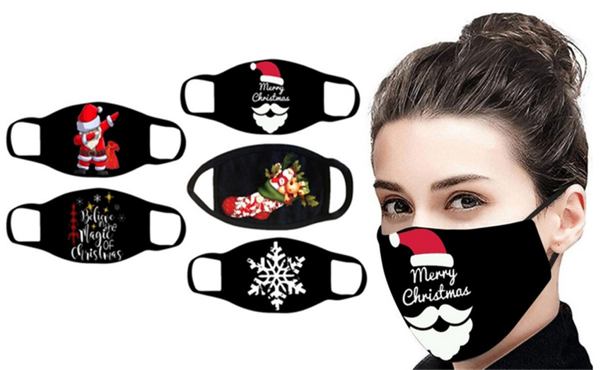 Image 1: Reusable Christmas-Themed Face Masks