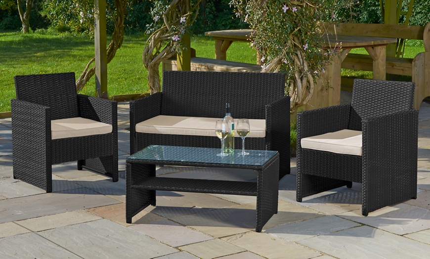 Image 1: 4-Piece Rattan-Effect Garden Set