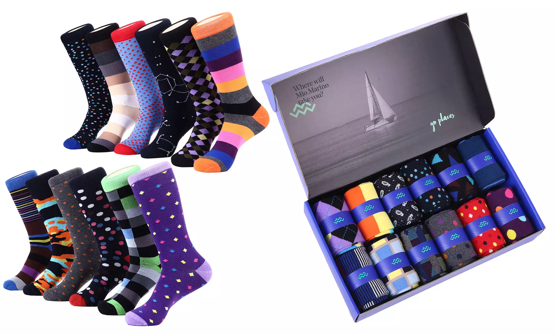 Mio Marino Men's Fun Dress Socks (12 Pairs) - Primary Image