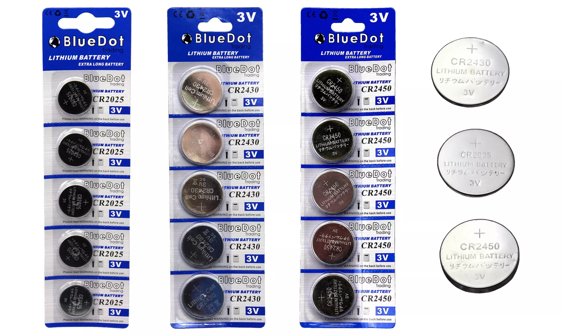 BlueDot Trading 3V Lithium Coin Button Batteries (5-, 10-, 20-, or 50-Pack) - Primary Image