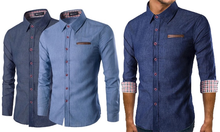 Up To 56% Off Men's Denim Shirt | Groupon