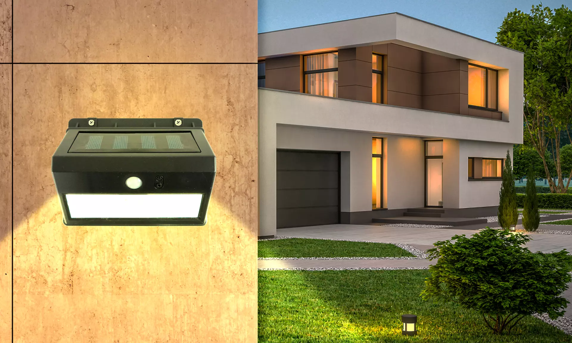 1 ou 2 appliques solaires à LED avec capteur de mouvement de la marque Grundig - Primary Image