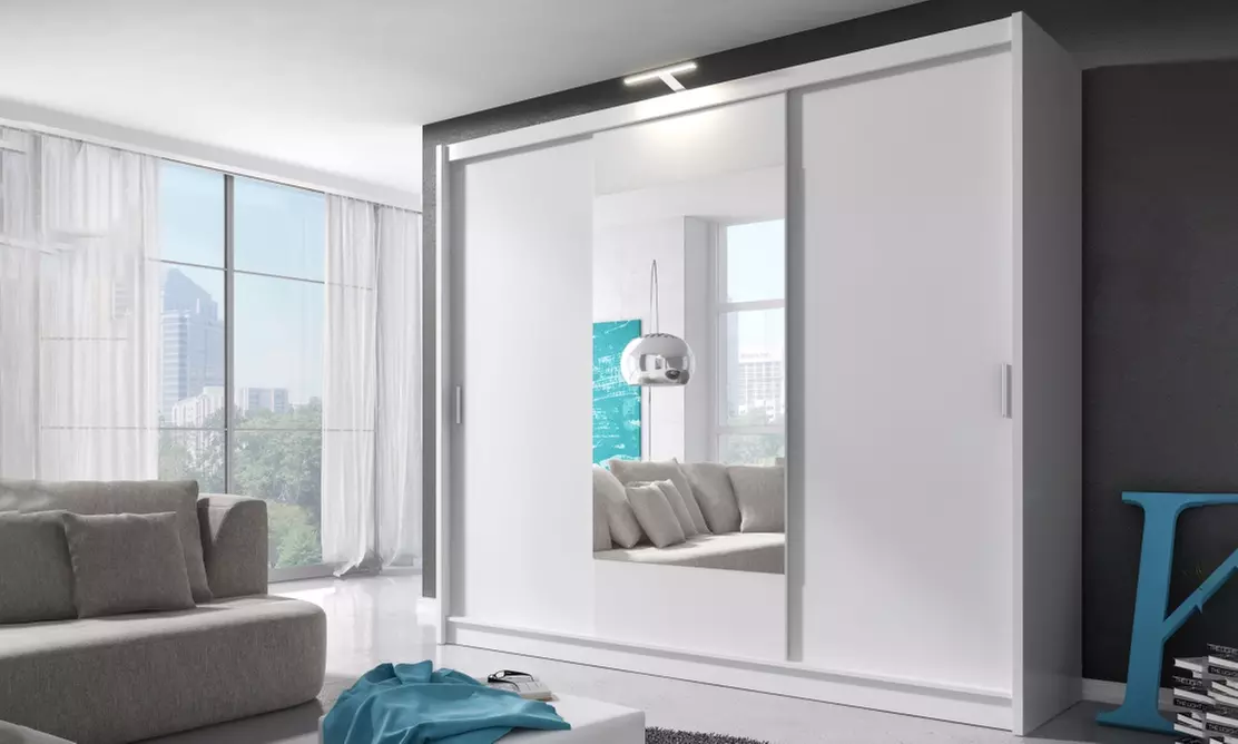 Selsey Living Kleiderschrank Patti  mit LED und Spiegel inkl. Versand - Primary Image