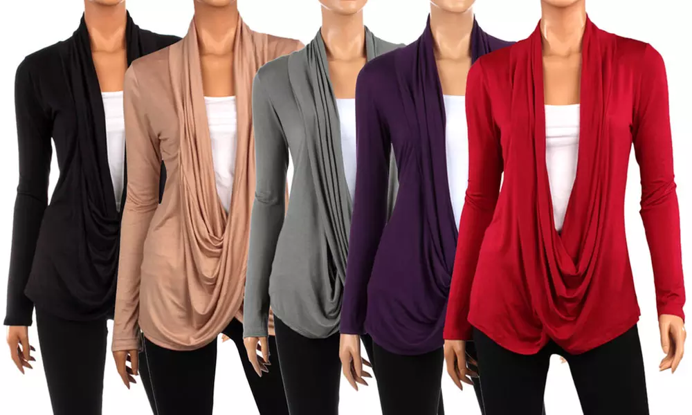 Women's Draped Criss-Cross Cardigan - Primary Image