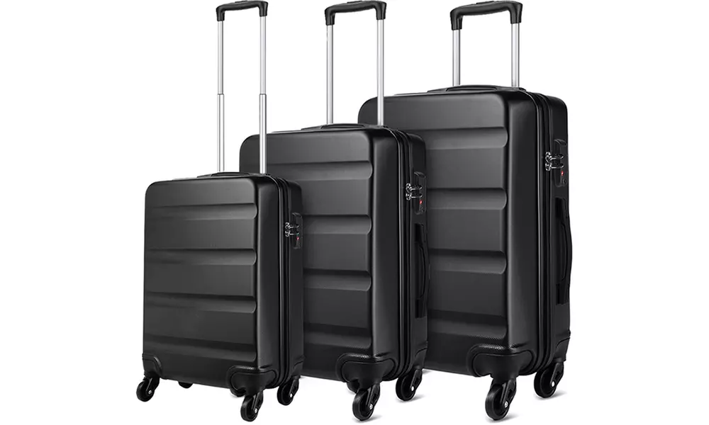 KONO Horizontal Design Hard Shell Suitcase Set with Combination Lock
