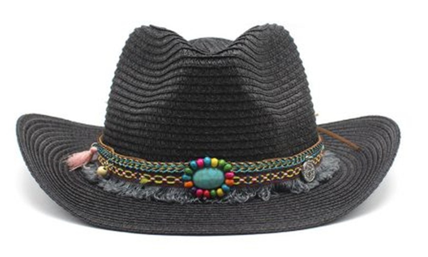 Image 3: Cowboy-Style Straw Hat