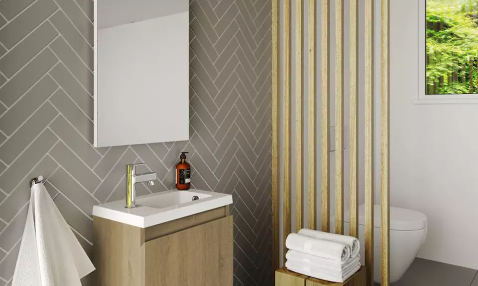 Meuble lave-mains avec miroir, livraison offerte - Primary Image