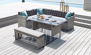  Four-Piece Outdoor Corner Dining Sofa Set with Bench 