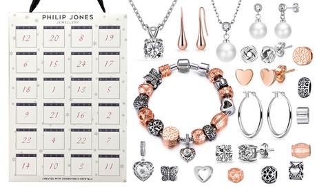 Calendrier de l'avent avec des bijoux fabriqués avec des cristaux Swarovski®