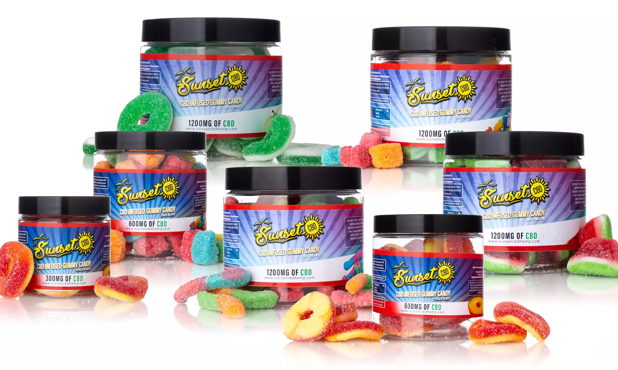 CBD-Infused Gummy Candies from Sunset CBD (300mg, 600mg, 900mg, or 1200mg) - Primary Image