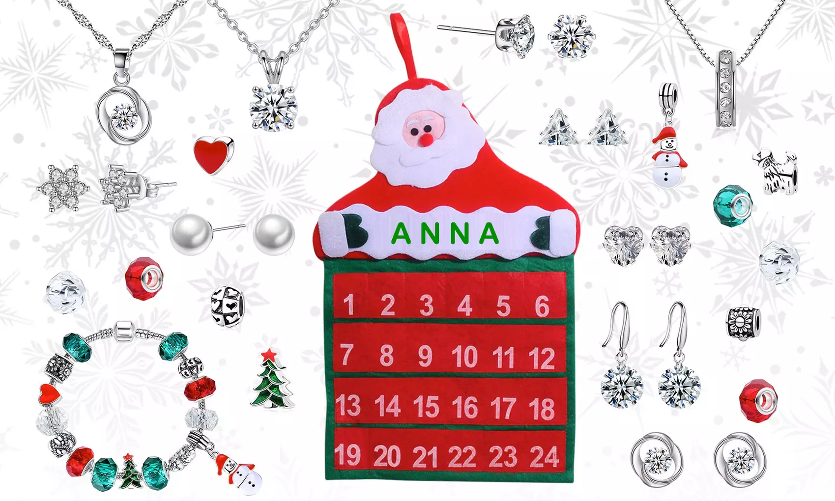 Adventskalender mit 24 Schmuckstücken, einige davon mit Swarovski®-Kristallen - Primary Image