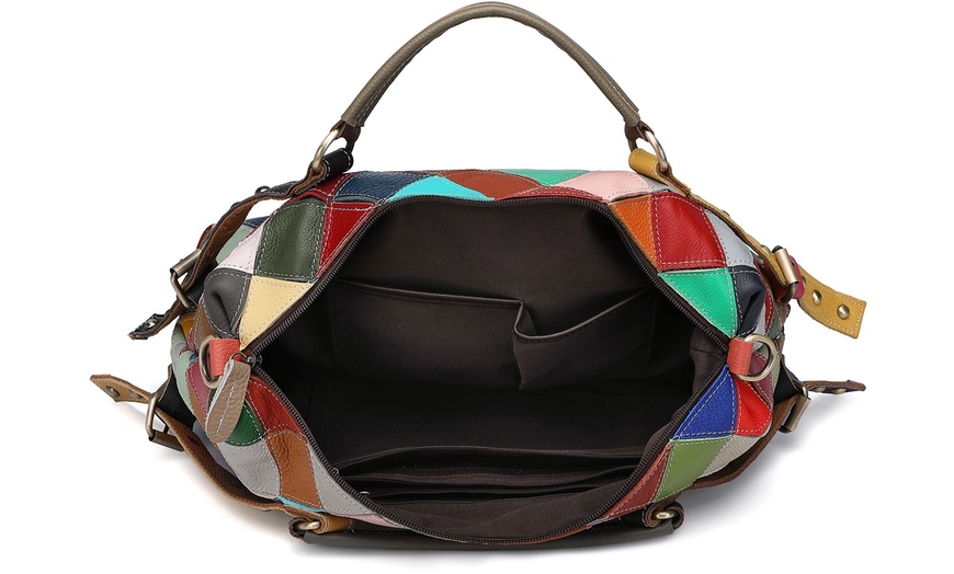 Image 9: Genuine Leather Exquisite Patchwork Handbag 