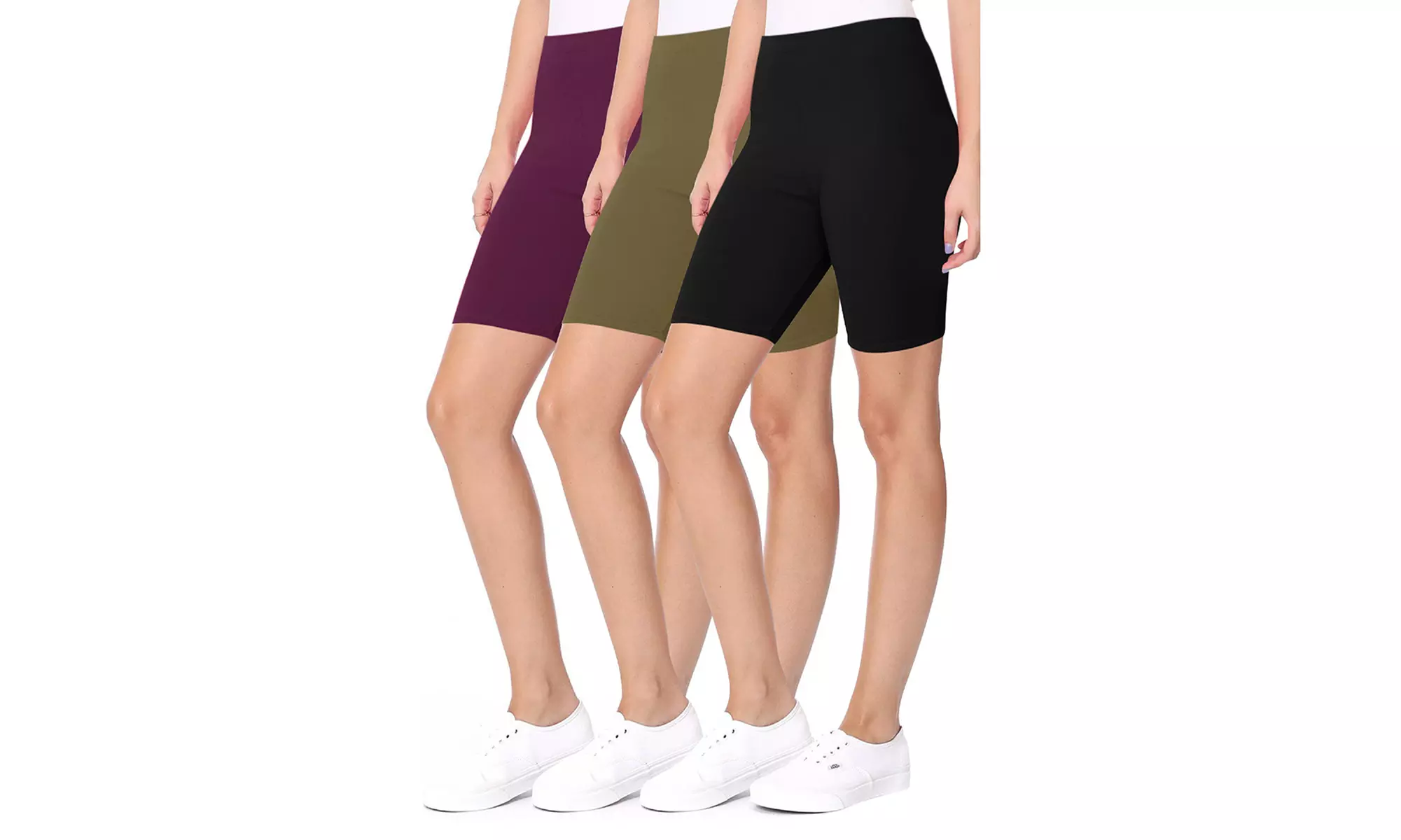 Women's Casual Seamless Elastic High Biker Shorts (Pack of 3)