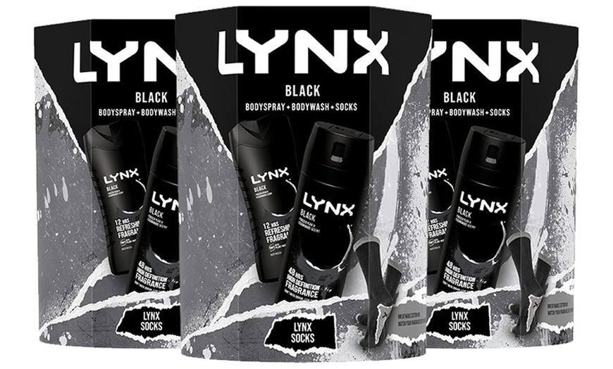 Image 6: Lynx Black Men's Gift Set: Body Wash, Body Spray with Socks