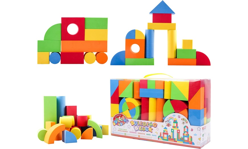 Image 4: 131-Piece Foam Building Construction Blocks