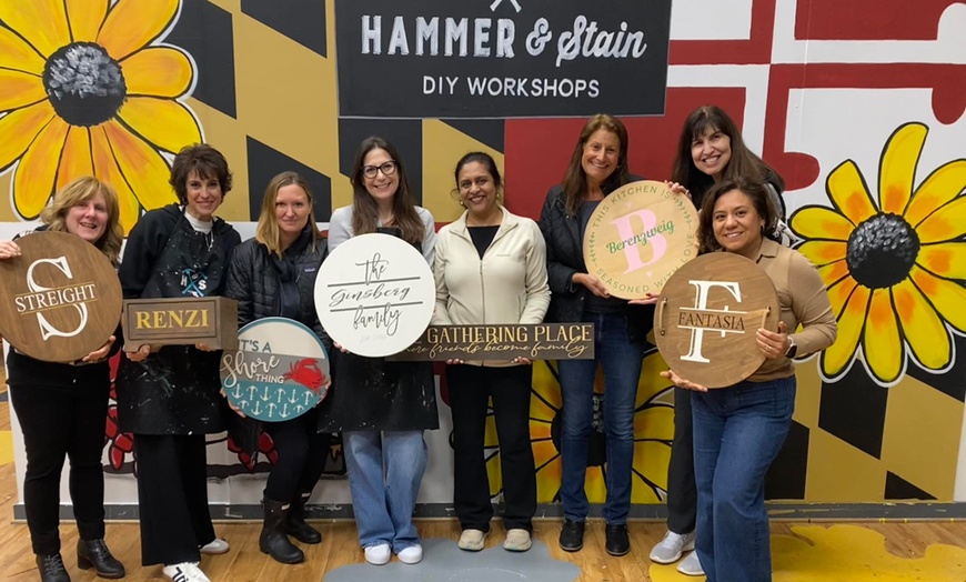 Image 1: Up to 22% Off DIY Crafting Workshops - Hammer & Stain Rockville
