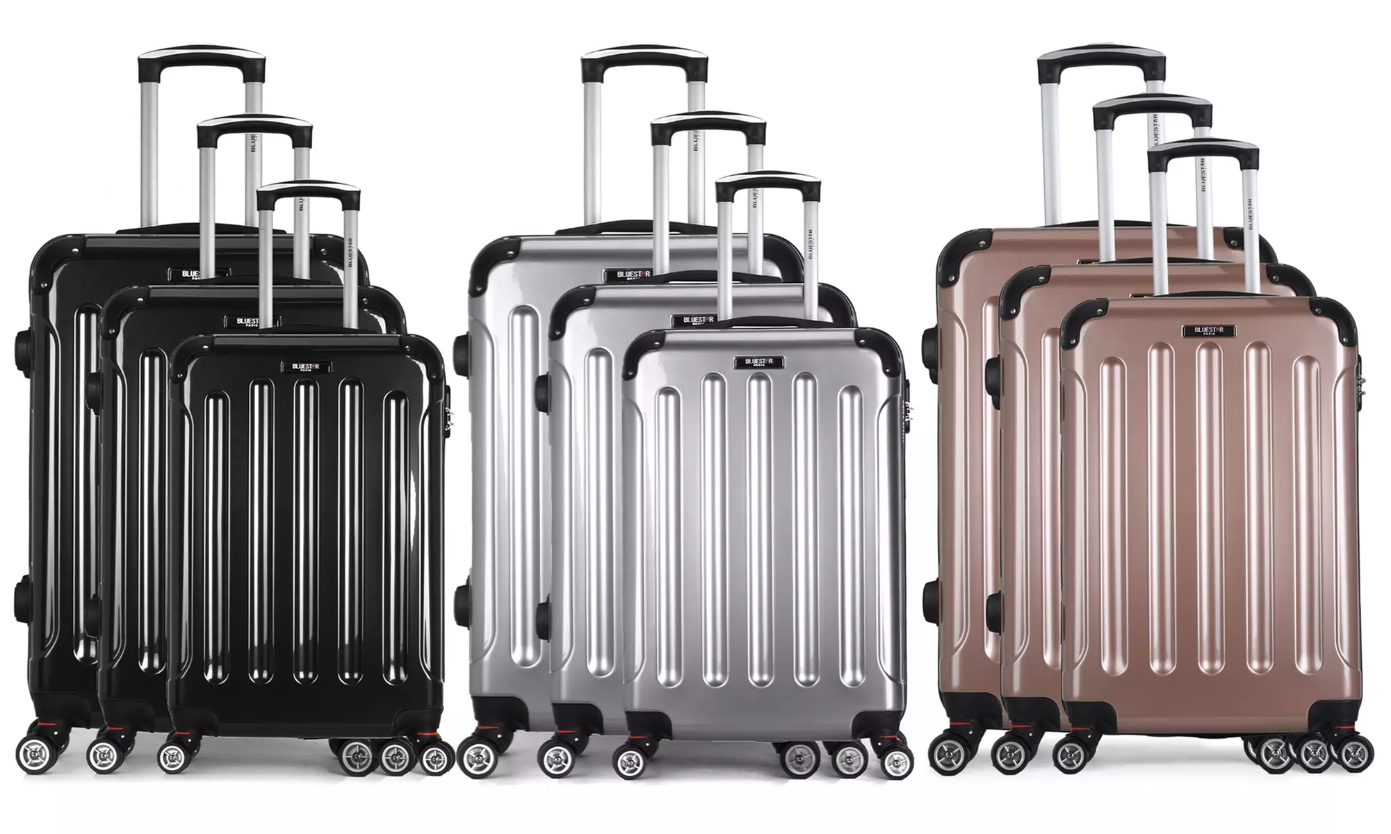 Lot de 3 valises avec 4 roues doubles pivotantes à 360 ° et cadenas TSA Bluestar - Primary Image