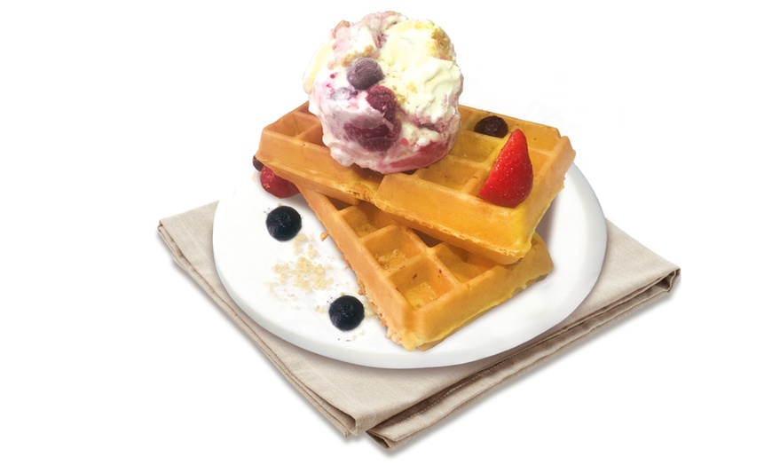 Image 1: Belgian Waffle and Ice Cream