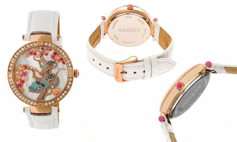 Bertha Mia Snake Engraved Mother-Of-Pearl Watch - Second Medium