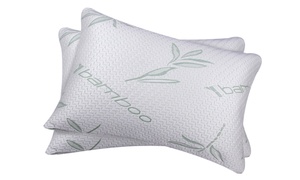 2 Pack Hypoallergenic Memory-Foam Bamboo-Blend Pillows