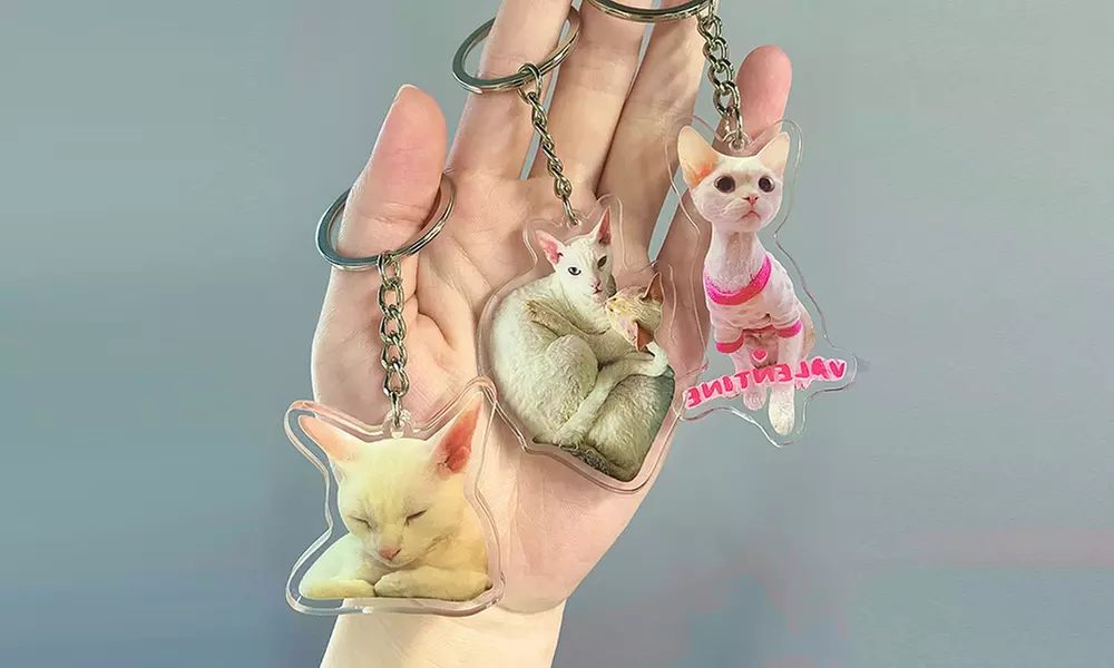 One, Two, Three, or Four Custom Photo Acrylic Keychain