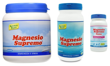 Fino a 600 g di magnesio supremo Natural Point, disponibile in 4 tipologie