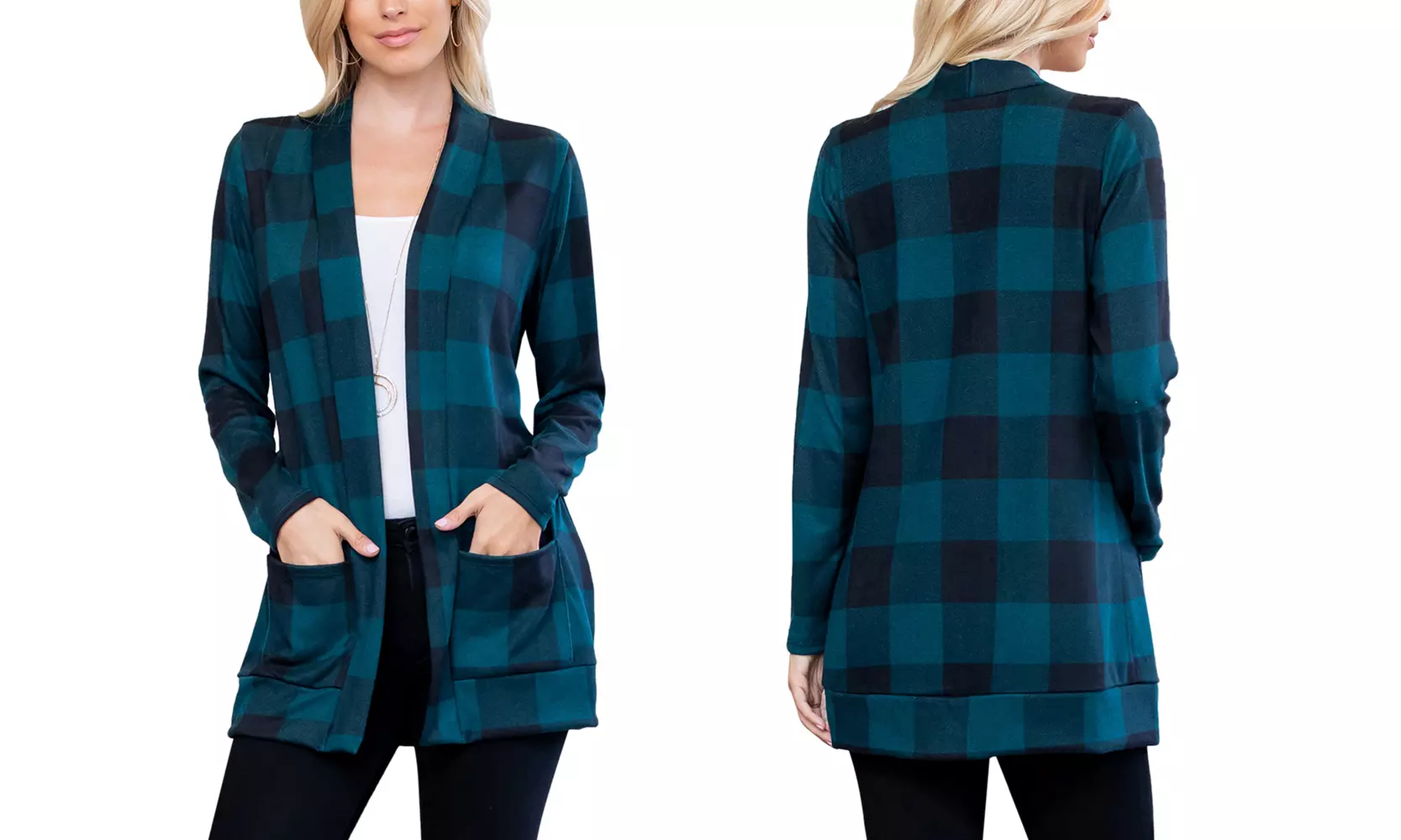 Riah Fashion Women's Long-Sleeve Buffalo Plaid Pocket Cardigan - Image 5