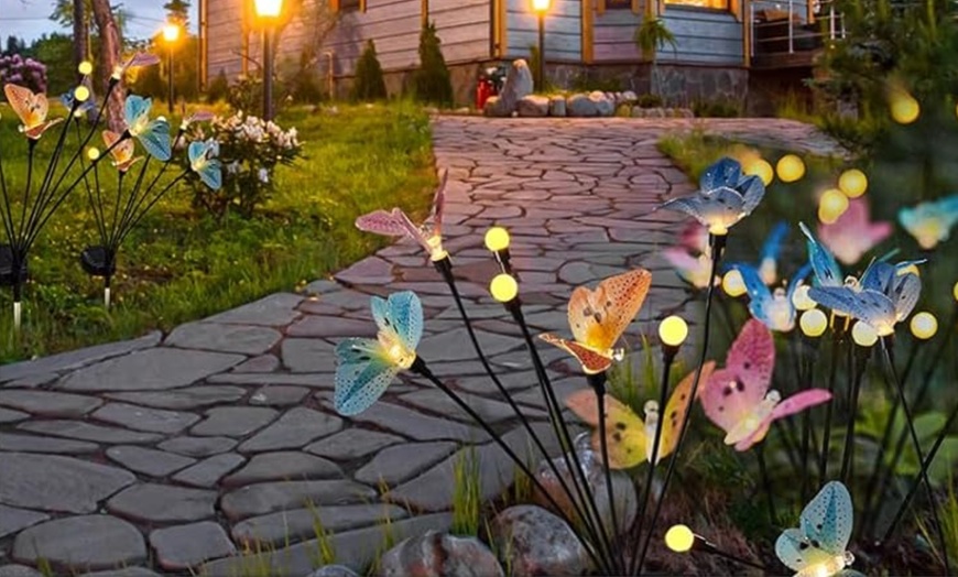 Image 3: Two or Four-Pack Solar Butterfly Firefly Lights