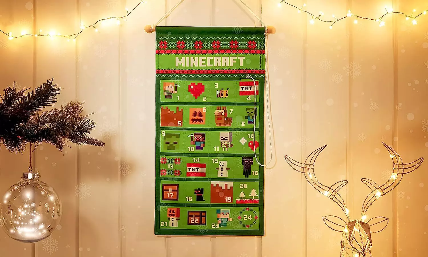 DIY Minecraft Advent Calendar – 24 Pockets with Hanging Character for Holiday Countdown - Primary Image