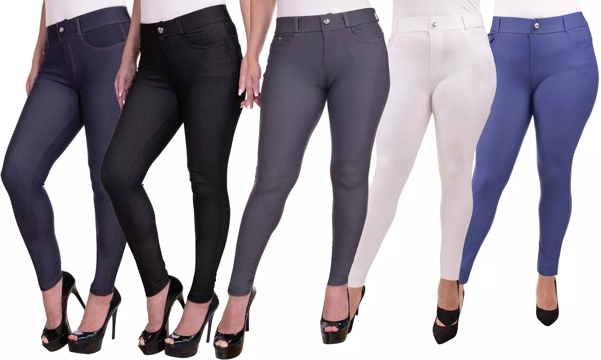 5-Pack Women's Jeggings with 5 Functional Pockets. Plus Sizes Available. - Primary Image