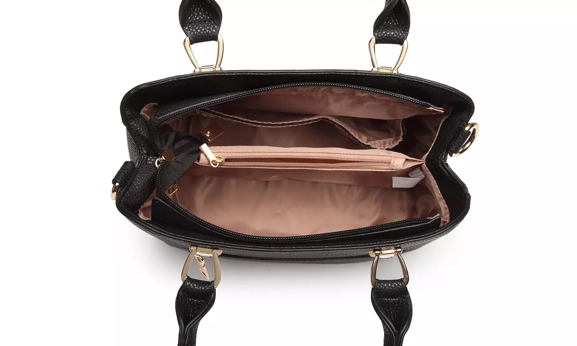 Miss Lulu Leather Look Weave Effect Shoulder Bag With Long Stap