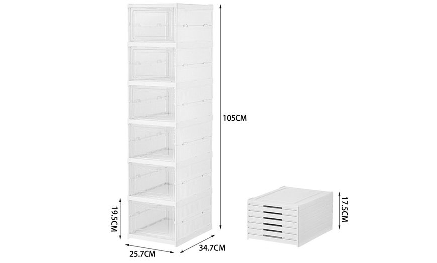 Image 9: Six Tier Foldable Shoe Storage Box Unit