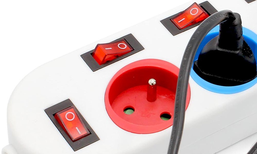 Image 4: Two-Pack of Five-Socket Power Strip with Individual Switches 3680W Max