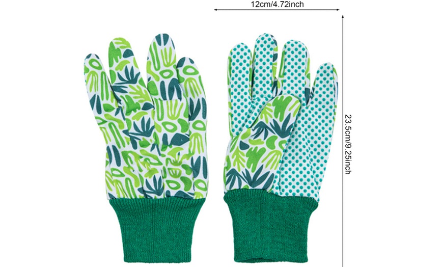 Image 6: Four-Pairs of Floral Gardening Gloves Soft Breathable Yard Work Gloves