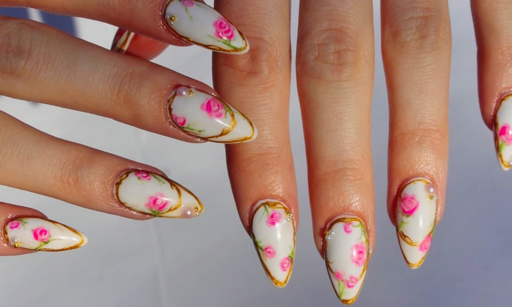 Acrylic or Polygel Nail Extensions with Shellac Finish