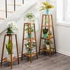 Image 1: Brown Multi-Tier Wooden Plant Stand