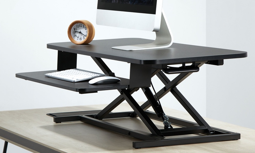 Image 1: 95cm Large Ergonomic Sit-Stand Workstation