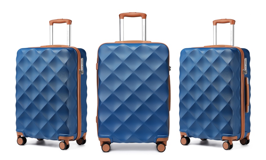 Image 30: One or Four Pieces of Ultralight ABS Diamond Suitcase
