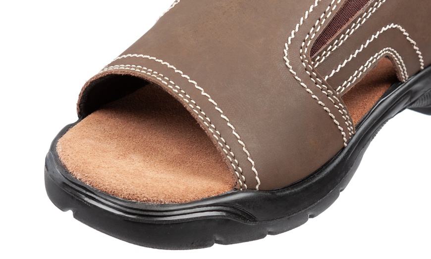 Image 17: Men's Slip-On Leather Sandals