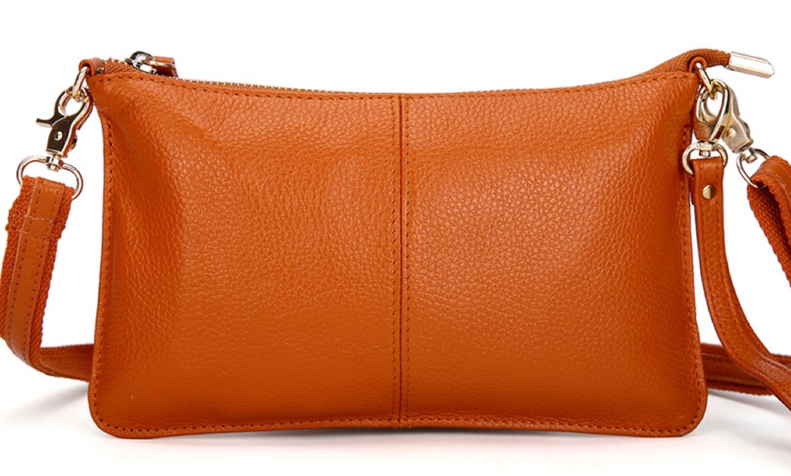 Image 6: Leather Wristlet Crossbody Purse