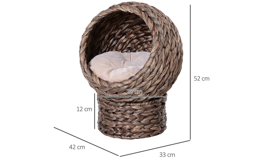 Image 4: Pawhut Wicker Cat Bed 