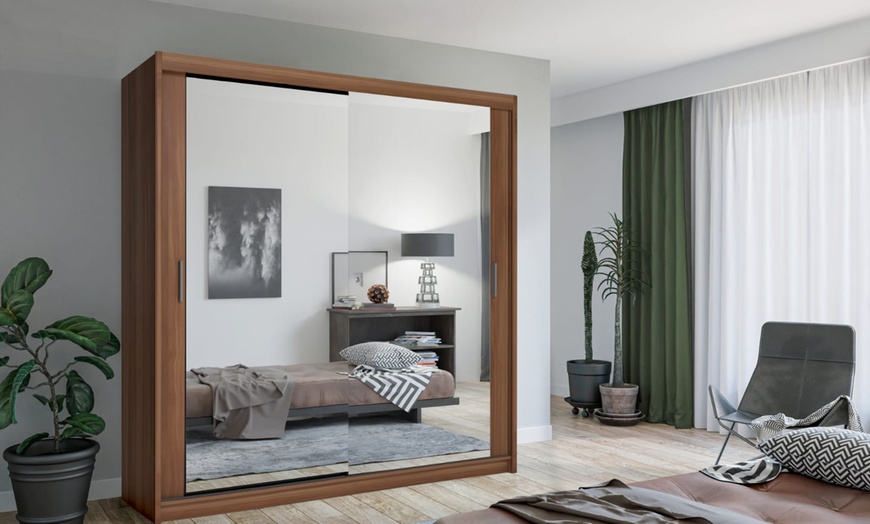 Image 2: Double Mirror Sliding Door Wardrobe