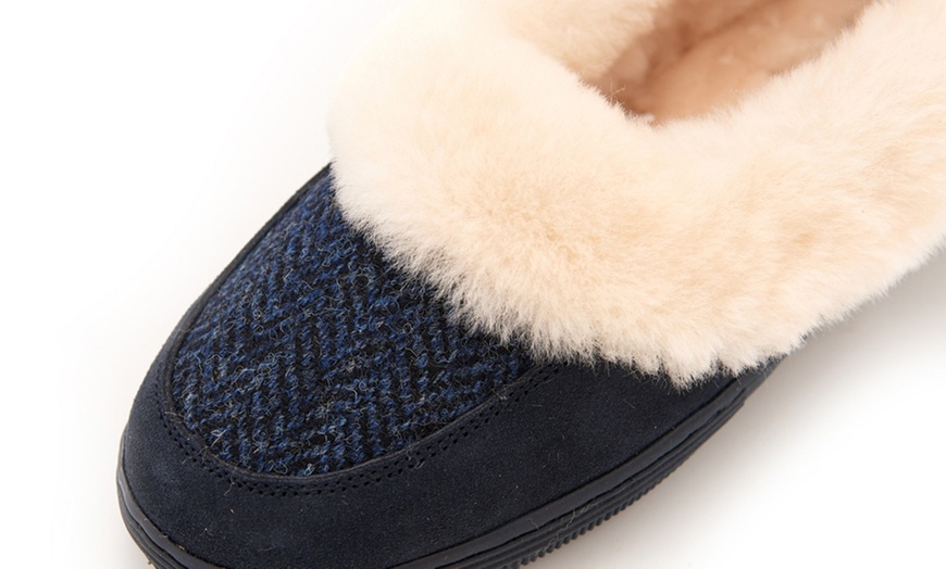 Image 3: Sheepskin Tweed Slippers